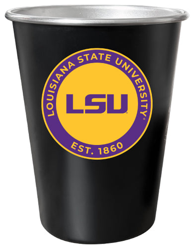 LSU Tigers 8 oz Tin Cup Black Matte Coating Officially Licensed 4-Pack with Gift Bag