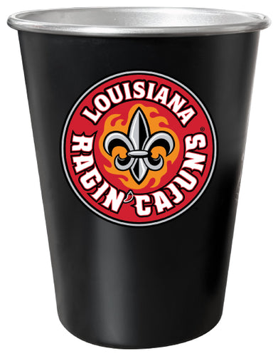 Louisiana at Lafayette Ragin' Cajuns 8 oz Tin Cup Black Matte Coating Officially Licensed 4-Pack with Gift Bag