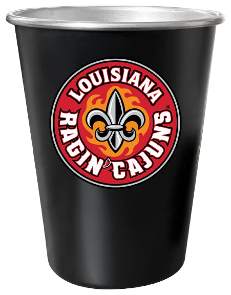 Louisiana at Lafayette Ragin' Cajuns 8 oz Tin Cup Black Matte Coating Officially Licensed 4-Pack with Gift Bag