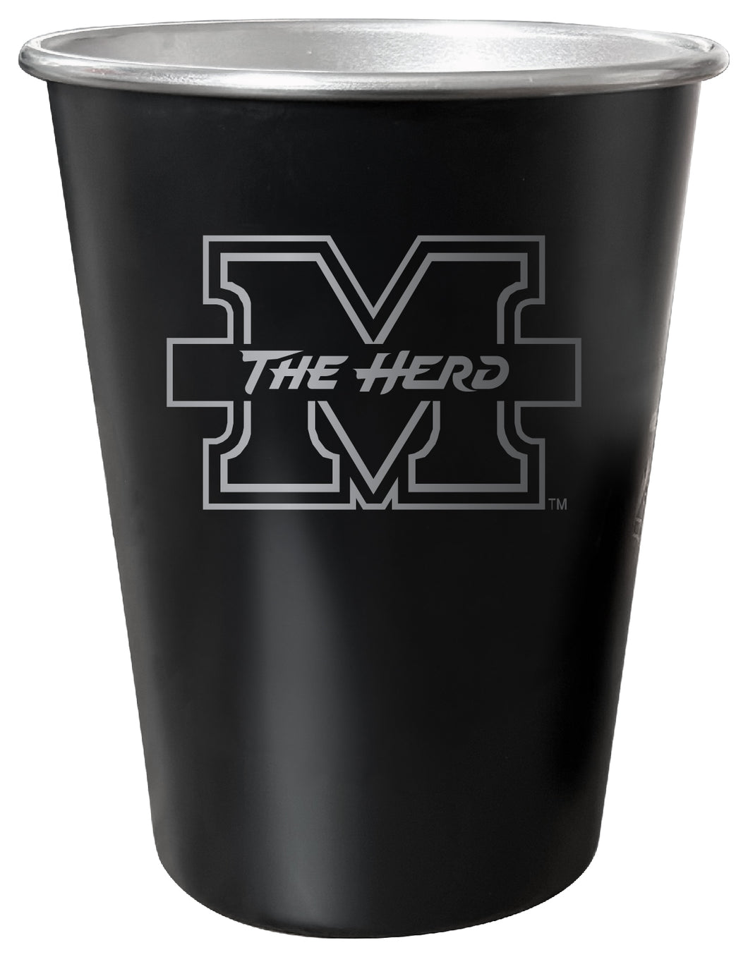 Marshall Thundering Herd 8 oz Engraved Tin Cup Black Matte Coating Officially Licensed 