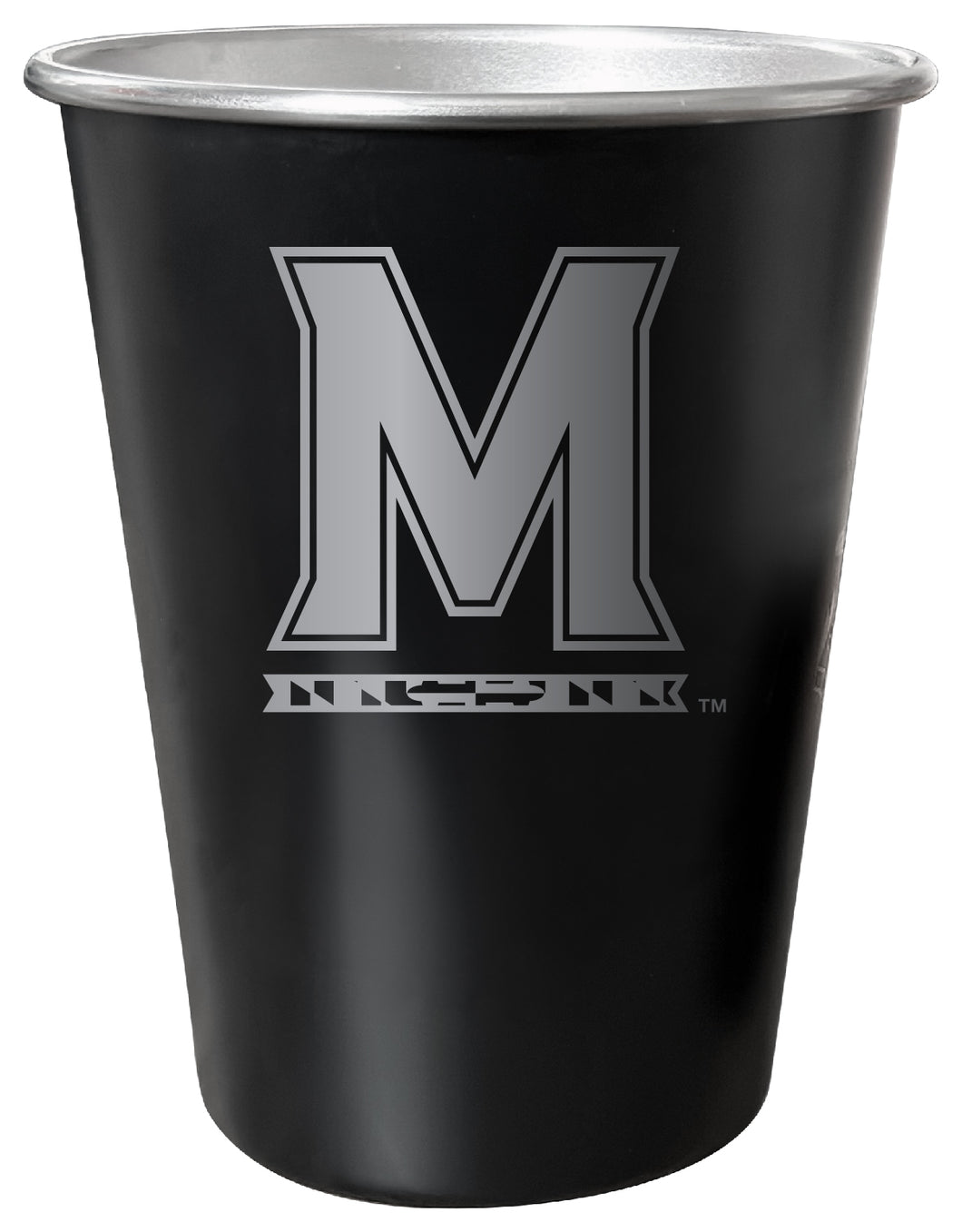 Maryland Terrapins 8 oz Engraved Tin Cup Black Matte Coating Officially Licensed 