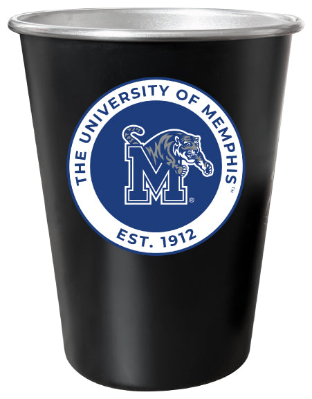 Memphis Tigers 8 oz Tin Cup Black Matte Coating Officially Licensed 4-Pack with Gift Bag