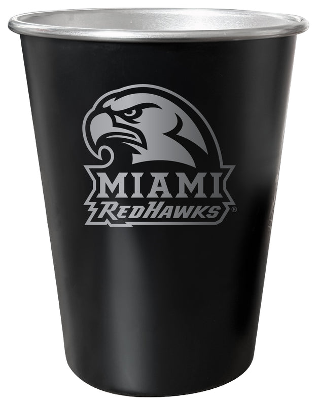 Miami University of Ohio 8 oz Engraved Tin Cup Black Matte Coating Officially Licensed 