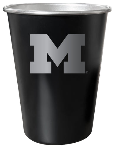 Michigan Wolverines 8 oz Engraved Tin Cup Black Matte Coating Officially Licensed 