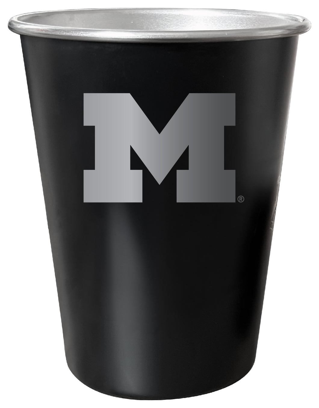 Michigan Wolverines 8 oz Engraved Tin Cup Black Matte Coating Officially Licensed 