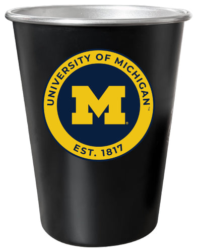Michigan Wolverines 8 oz Tin Cup Black Matte Coating Officially Licensed 4-Pack with Gift Bag
