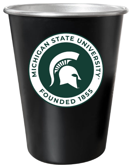 Michigan State Spartans 8 oz Tin Cup Black Matte Coating Officially Licensed 4-Pack with Gift Bag