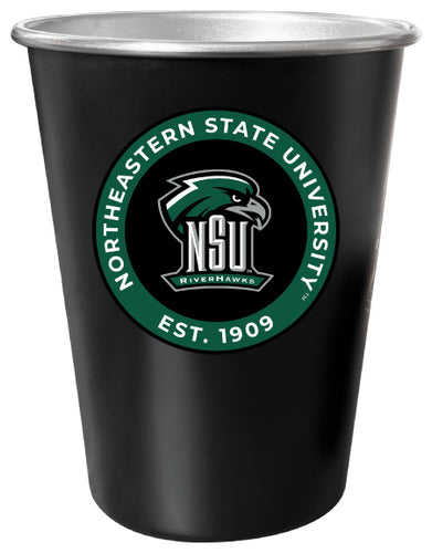 Northeastern State University Riverhawks 8 oz Tin Cup Black Matte Coating Officially Licensed 4-Pack with Gift Bag