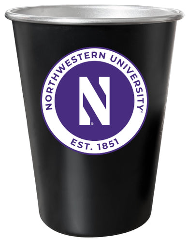 Northwestern University Wildcats 8 oz Tin Cup Black Matte Coating Officially Licensed 4-Pack with Gift Bag