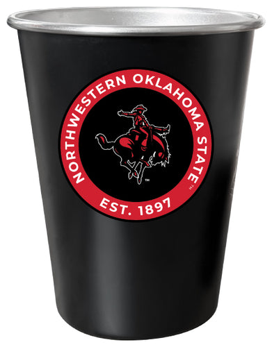 Northwestern Oklahoma State University 8 oz Tin Cup Black Matte Coating Officially Licensed 4-Pack with Gift Bag