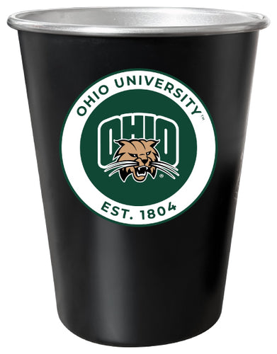 Ohio University 8 oz Tin Cup Black Matte Coating Officially Licensed 4-Pack with Gift Bag