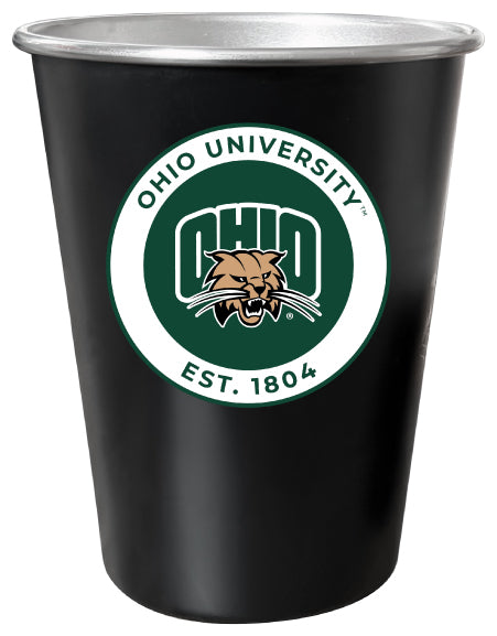Ohio University 8 oz Tin Cup Black Matte Coating Officially Licensed 4-Pack with Gift Bag