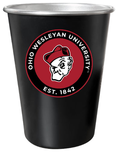 Ohio Wesleyan University 8 oz Tin Cup Black Matte Coating Officially Licensed 4-Pack with Gift Bag
