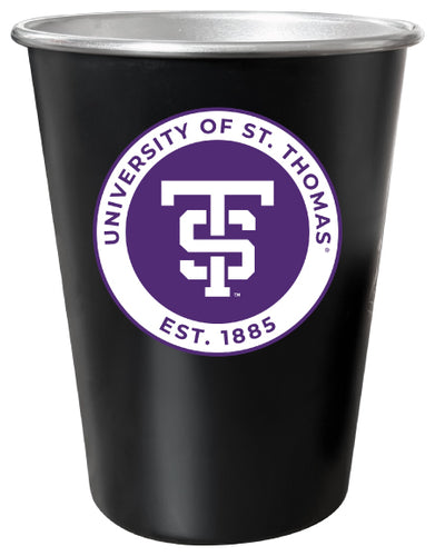 University of St. Thomas 8 oz Tin Cup Black Matte Coating Officially Licensed 4-Pack with Gift Bag