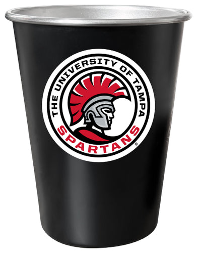 University of Tampa Spartans 8 oz Tin Cup Black Matte Coating Officially Licensed 4-Pack with Gift Bag