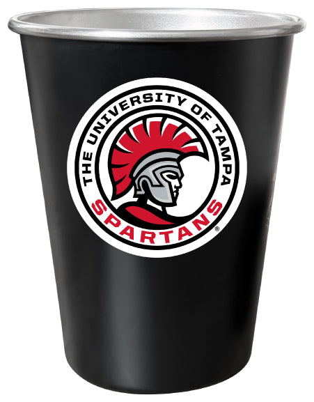 University of Tampa Spartans 8 oz Tin Cup Black Matte Coating Officially Licensed 4-Pack with Gift Bag