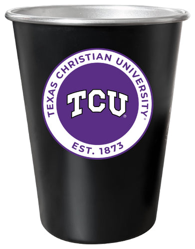 Texas Christian University 8 oz Tin Cup Black Matte Coating Officially Licensed 4-Pack with Gift Bag