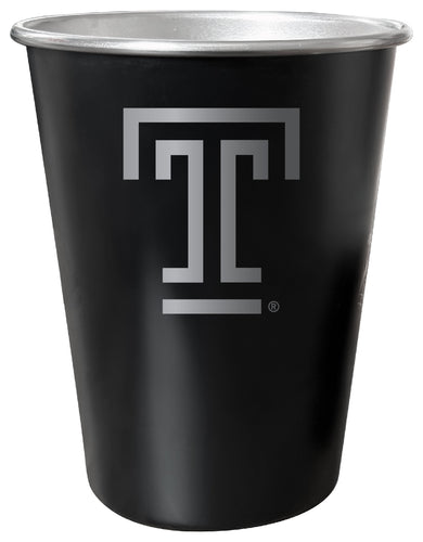 Temple University 8 oz Engraved Tin Cup Black Matte Coating Officially Licensed 