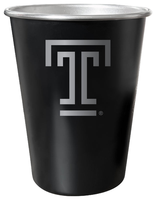 Temple University 8 oz Engraved Tin Cup Black Matte Coating Officially Licensed 
