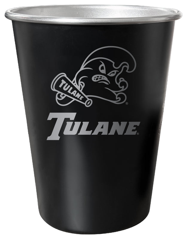 Tulane University Green Wave 8 oz Engraved Tin Cup Black Matte Coating Officially Licensed 