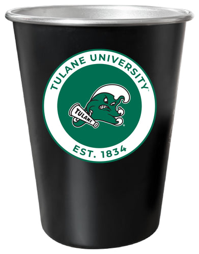 Tulane University Green Wave 8 oz Tin Cup Black Matte Coating Officially Licensed 4-Pack with Gift Bag