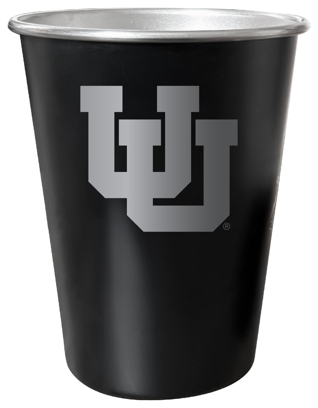 Utah Utes 8 oz Engraved Tin Cup Black Matte Coating Officially Licensed 