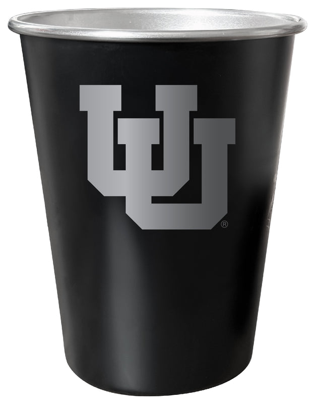 Utah Utes 8 oz Engraved Tin Cup Black Matte Coating Officially Licensed 