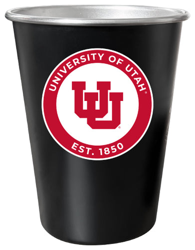 Utah Utes 8 oz Tin Cup Black Matte Coating Officially Licensed 4-Pack with Gift Bag