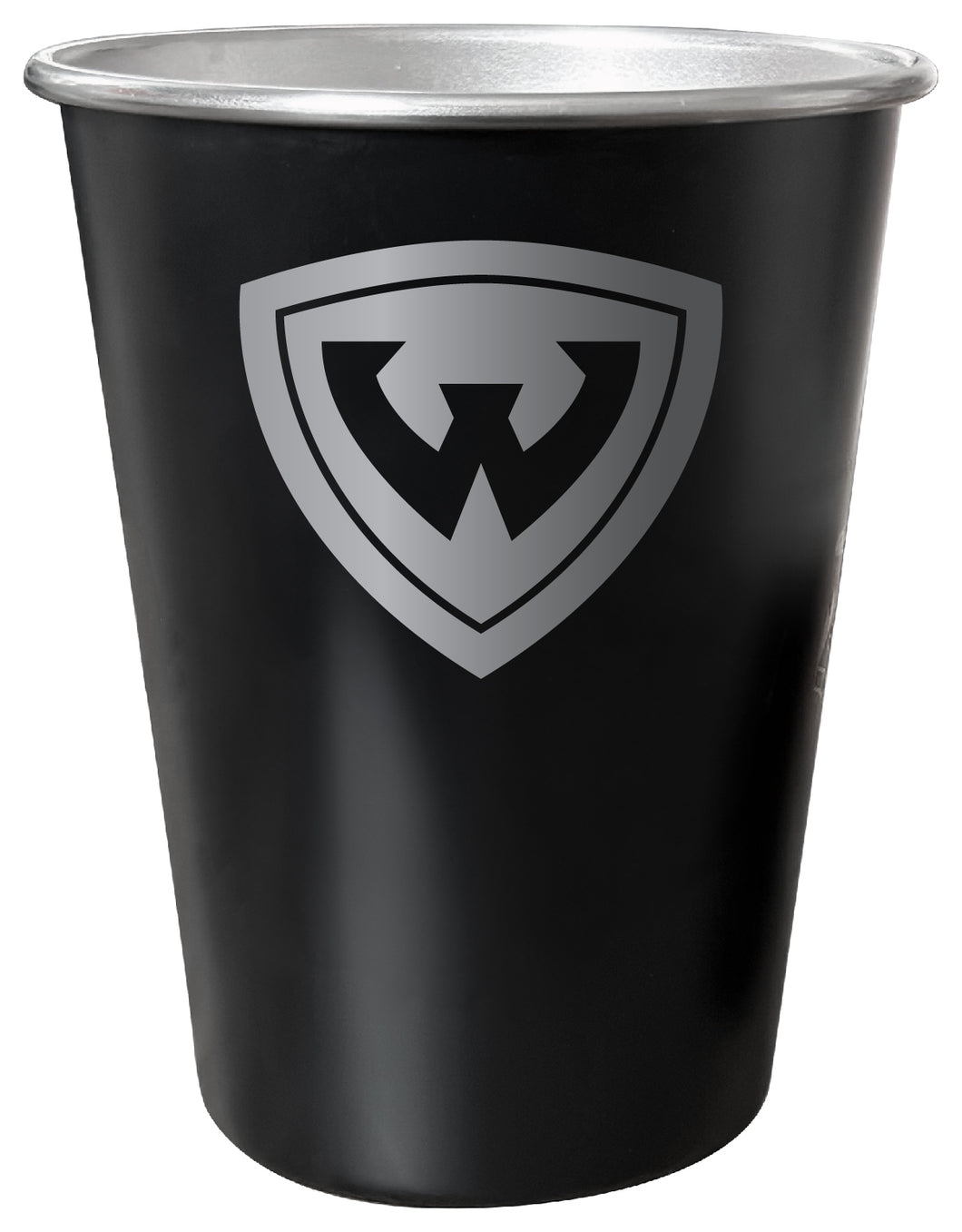 Wayne State 8 oz Engraved Tin Cup Black Matte Coating Officially Licensed 