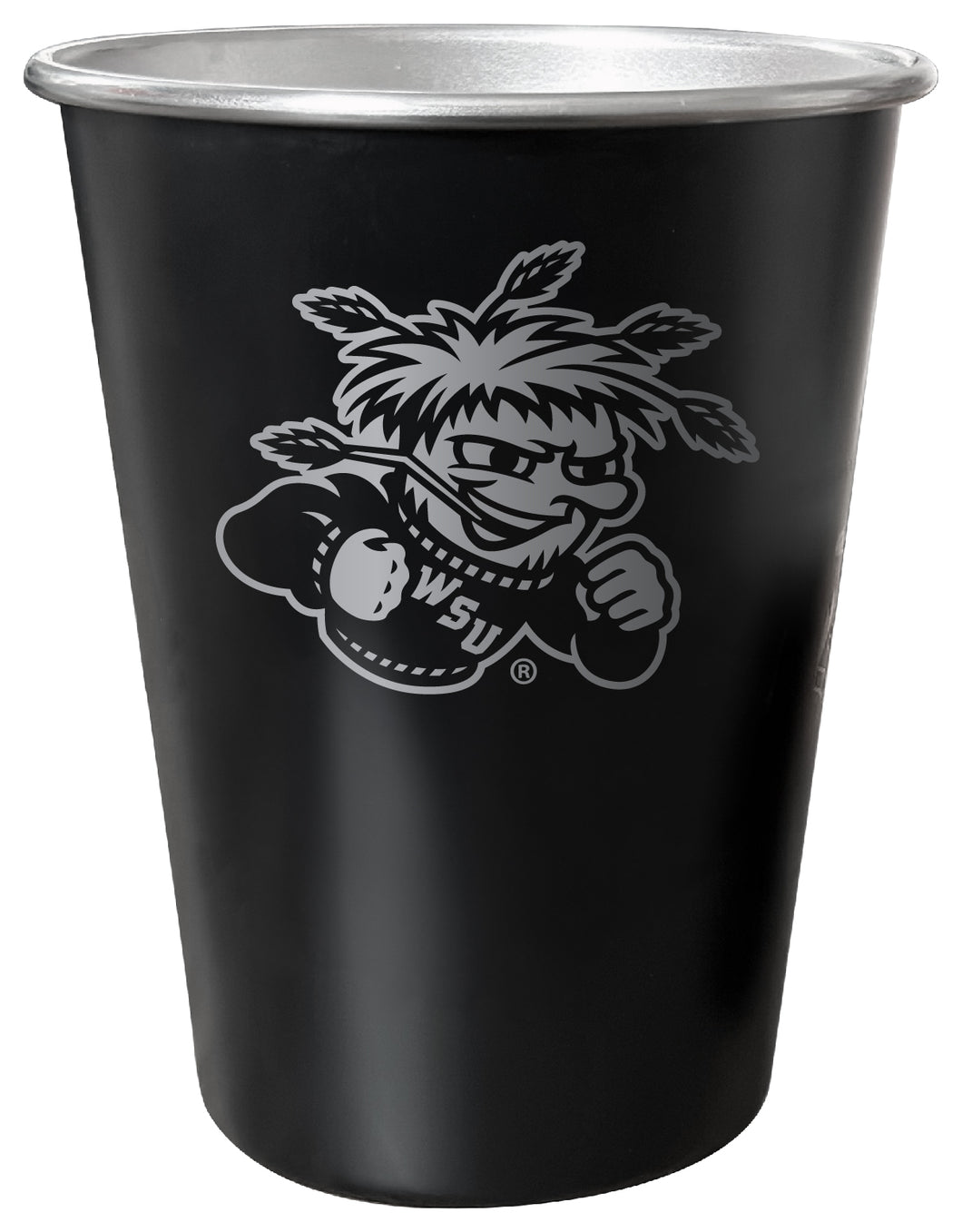 Wichita State Shockers 8 oz Engraved Tin Cup Black Matte Coating Officially Licensed 