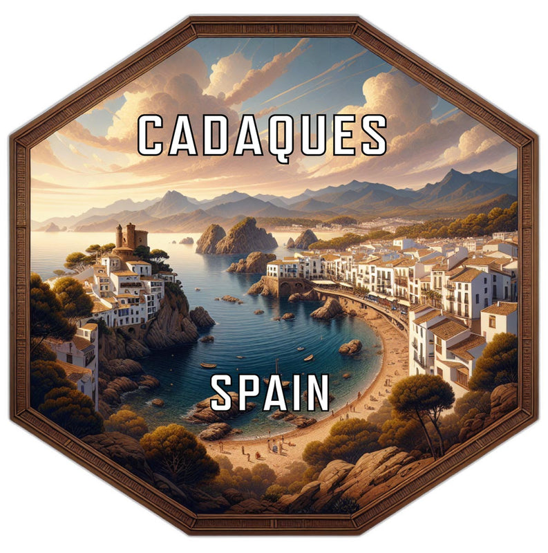 Cadaques Spain Souvenir Travel Destination Die Cut Hexagon Fridge Magnet 2-Inch