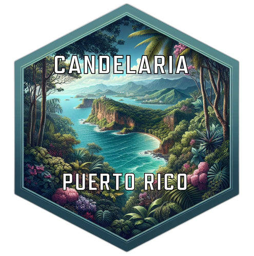 Candelaria Puerto Rico Souvenir Travel Destination Die Cut Hexagon Fridge Magnet 2-Inch