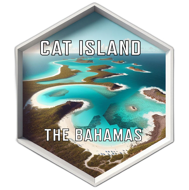 Cat Island The Bahamas Souvenir Travel Destination Die Cut Hexagon Fridge Magnet 2-Inch