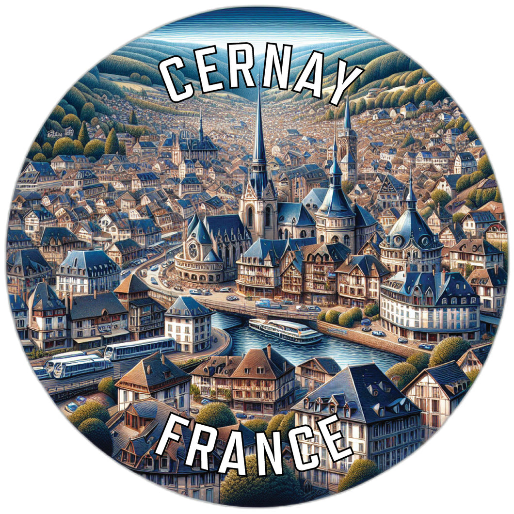 Cernay France Souvenir Die Cut Flat Magnet 2-Inch