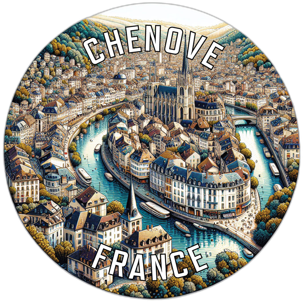Chenove France Souvenir Die Cut Flat Magnet 3-Inch