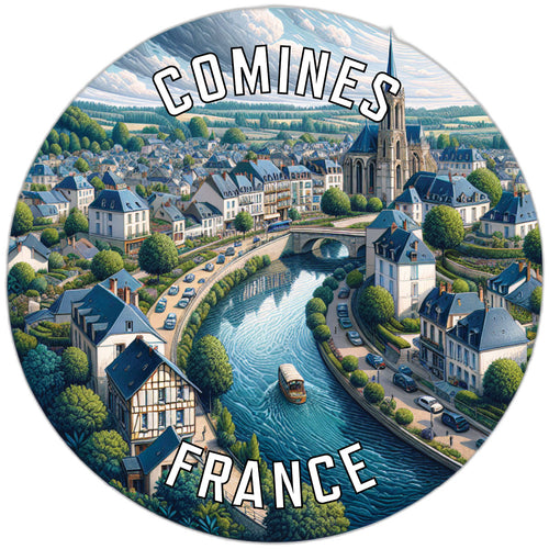 Comines France Souvenir Die Cut Flat Magnet 2-Inch