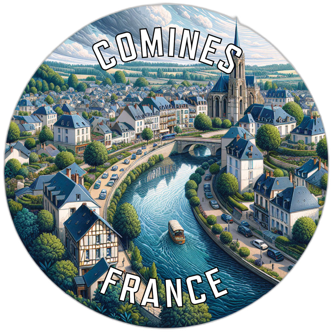 Comines France Souvenir Die Cut Flat Magnet 2-Inch