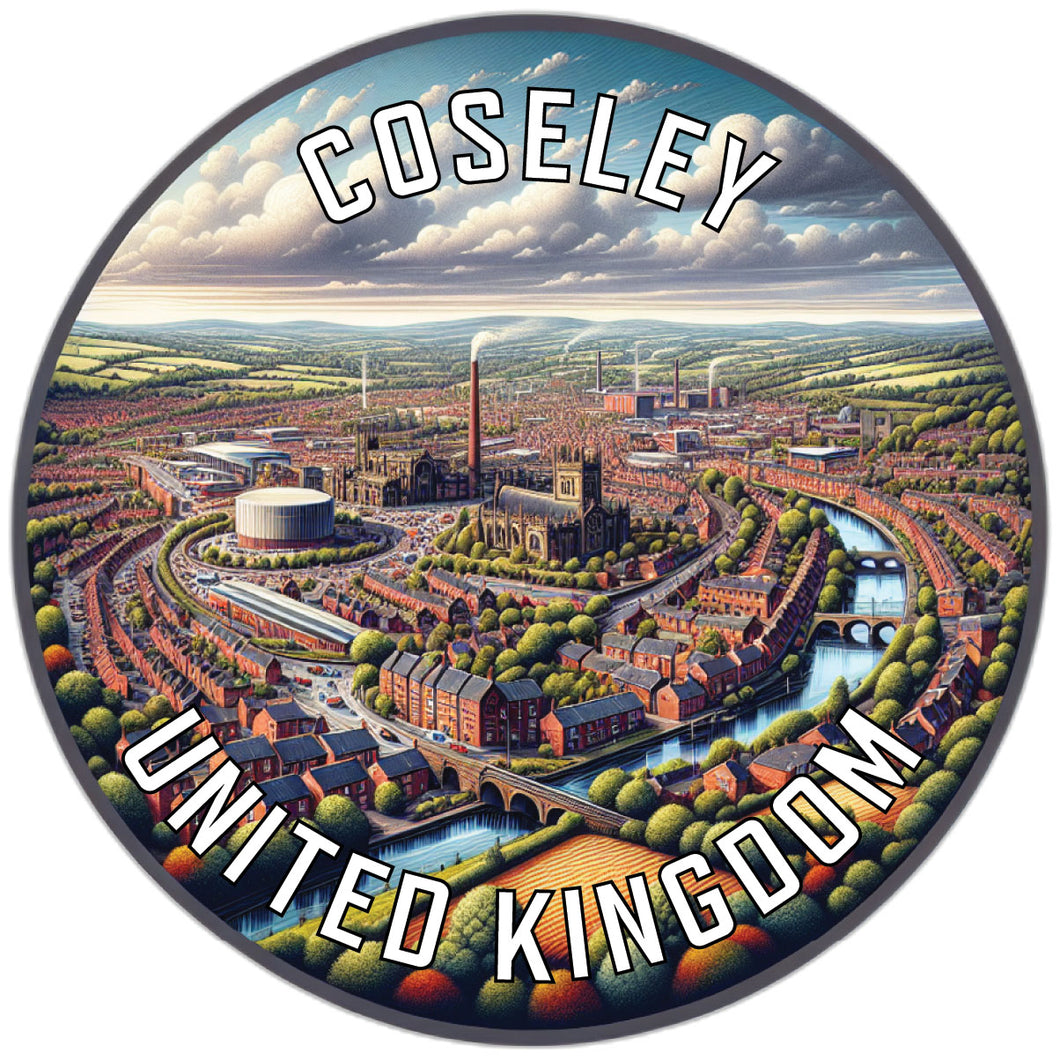Coseley United Kingdom Souvenir Die Cut Flat Magnet 2-Inch