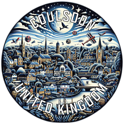 Coulsdon United Kingdom Souvenir Die Cut Flat Magnet 6-Inch