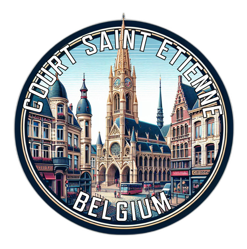 Court Saint Etienne Belgium Souvenir Die Cut Flat Magnet 2-Inch