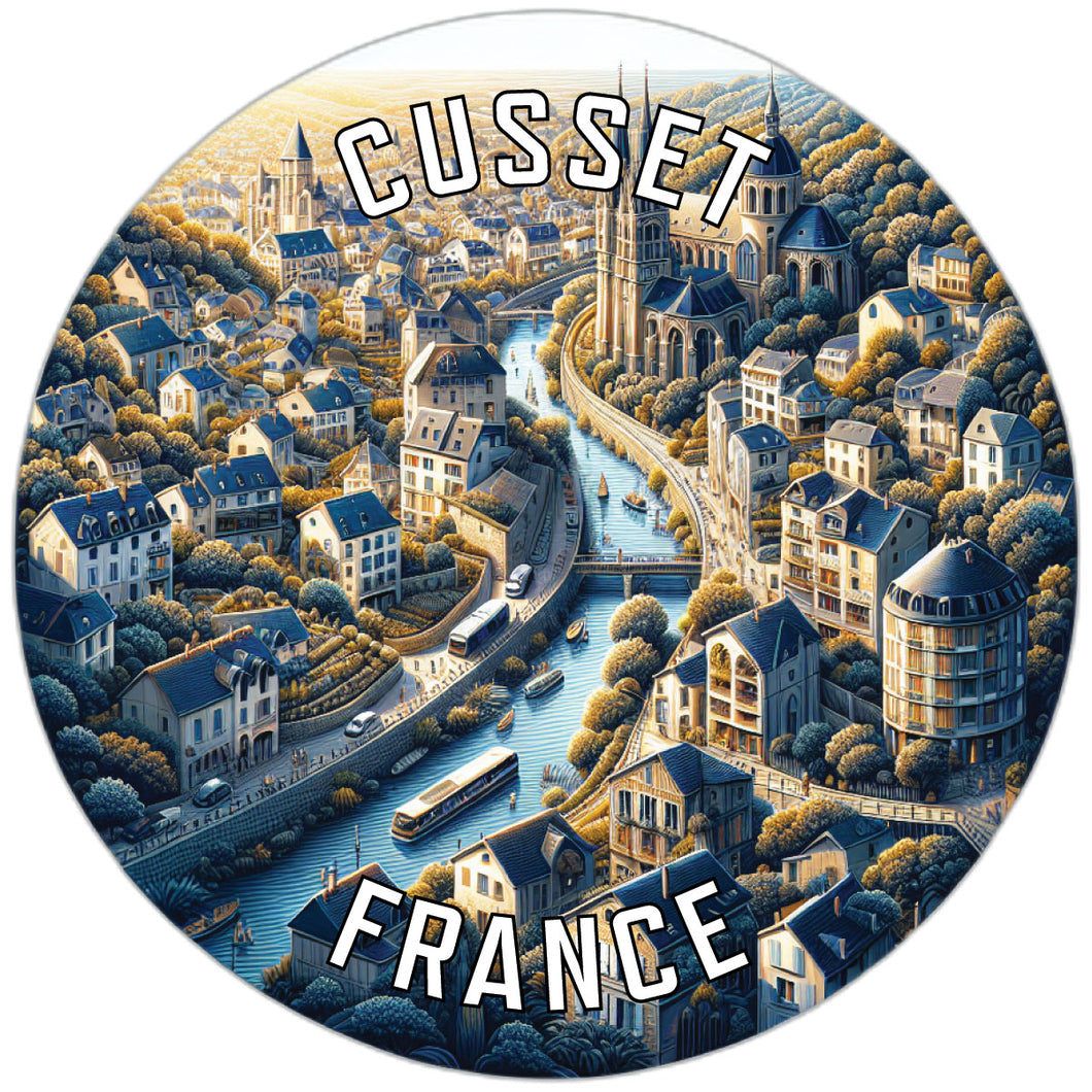Cusset France Souvenir Die Cut Flat Magnet 2-Inch