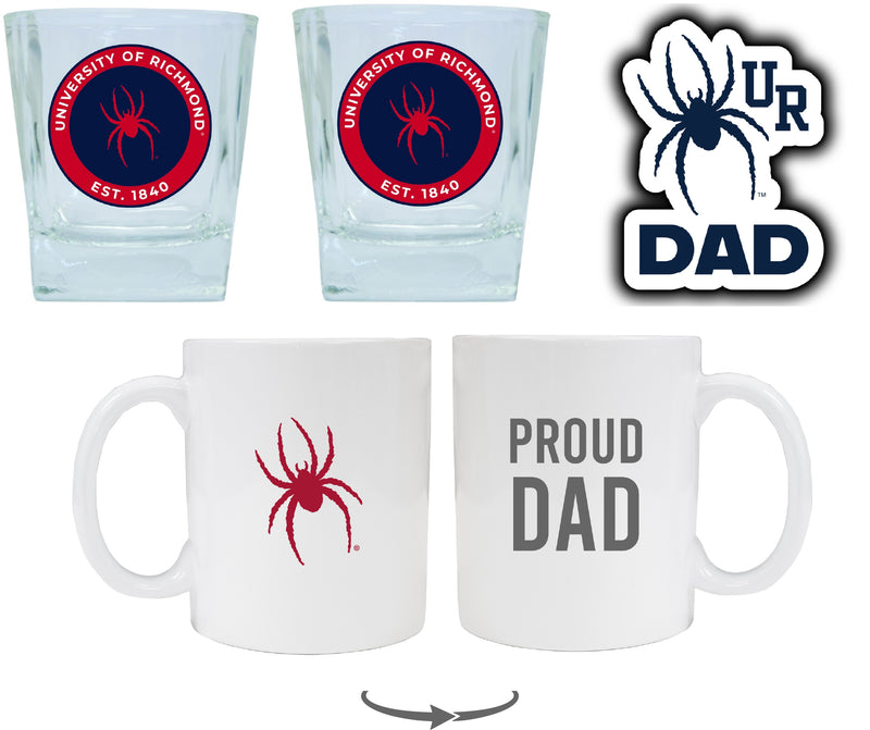 Richmond Spiders Collegiate Dad Gift Set - Proud Dad Decal, Coffee Mug & Whiskey Glasses 