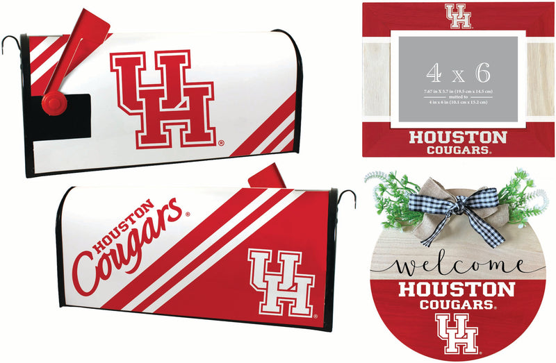 University of Houston Officially Licensed Home Decor Pack - Magnetic Mailbox Cover, Wooden Welcome Wreath Sign & Photo Frame 