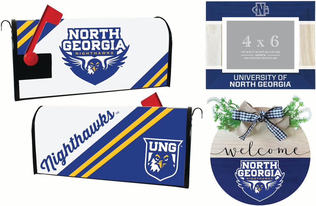 North Georgia Nighthawks Officially Licensed Home Decor Pack - Magnetic Mailbox Cover, Wooden Welcome Wreath Sign & Photo Frame 