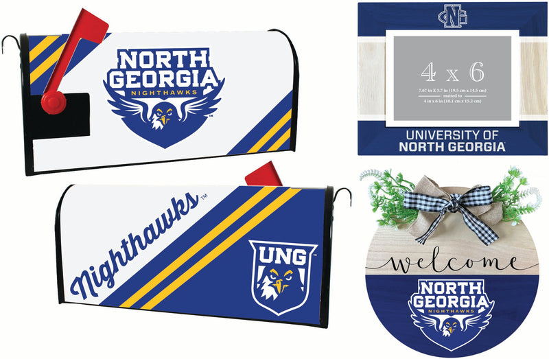 North Georgia Nighthawks Officially Licensed Home Decor Pack - Magnetic Mailbox Cover, Wooden Welcome Wreath Sign & Photo Frame 