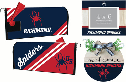 Richmond Spiders Officially Licensed Home Decor Pack - Magnetic Mailbox Cover, Wooden Welcome Wreath Sign & Photo Frame 