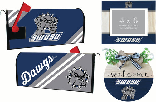 Southwestern Oklahoma State University Officially Licensed Home Decor Pack - Magnetic Mailbox Cover, Wooden Welcome Wreath Sign & Photo Frame 