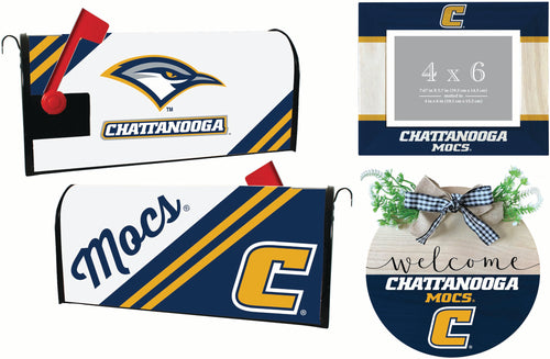 University of Tennessee at Chattanooga Officially Licensed Home Decor Pack - Magnetic Mailbox Cover, Wooden Welcome Wreath Sign & Photo Frame 