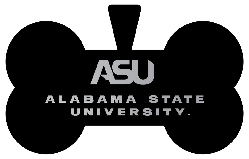 Alabama State University Dog Tag Matte Black Bone-shaped Engraved Officially Licensed 