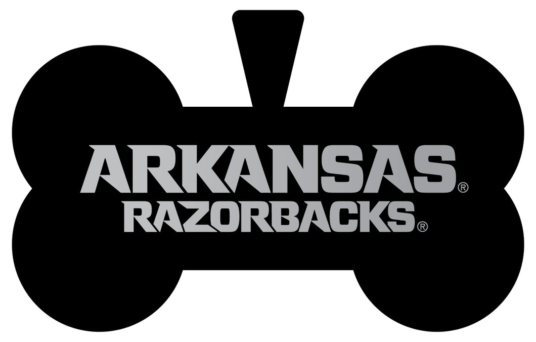 Arkansas Razorbacks Dog Tag Matte Black Bone-shaped Engraved Officially Licensed 